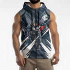 Carlton Blues Australian Football Sleeveless Zip Hoodie Powerful Superhero Mascot - Bold Team Colors