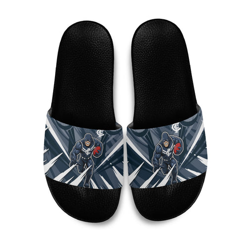 Carlton Blues Australian Football Slide Sandals Powerful Superhero Mascot - Bold Team Colors