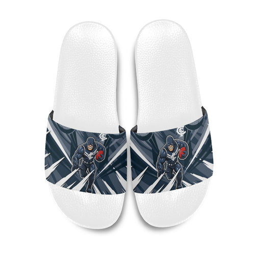 Carlton Blues Australian Football Slide Sandals Powerful Superhero Mascot - Bold Team Colors