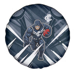 Carlton Blues Australian Football Spare Tire Cover Powerful Superhero Mascot - Bold Team Colors