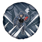 Carlton Blues Australian Football Spare Tire Cover Powerful Superhero Mascot - Bold Team Colors