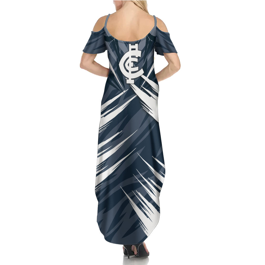 Carlton Blues Australian Football Summer Maxi Dress Powerful Superhero Mascot - Bold Team Colors