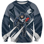 Carlton Blues Australian Football Sweatshirt Powerful Superhero Mascot - Bold Team Colors