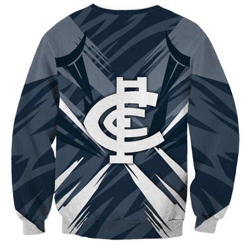 Carlton Blues Australian Football Sweatshirt Powerful Superhero Mascot - Bold Team Colors