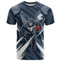Carlton Blues Australian Football T Shirt Powerful Superhero Mascot - Bold Team Colors