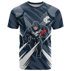 Carlton Blues Australian Football T Shirt Powerful Superhero Mascot - Bold Team Colors