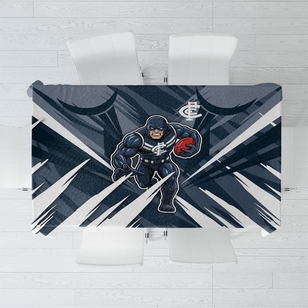 Carlton Blues Australian Football Tablecloth Powerful Superhero Mascot - Bold Team Colors