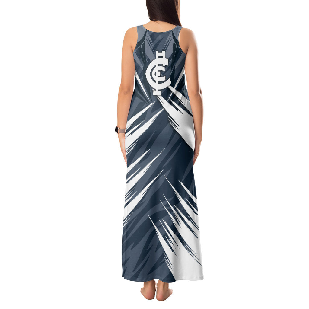 Carlton Blues Australian Football Tank Maxi Dress Powerful Superhero Mascot - Bold Team Colors