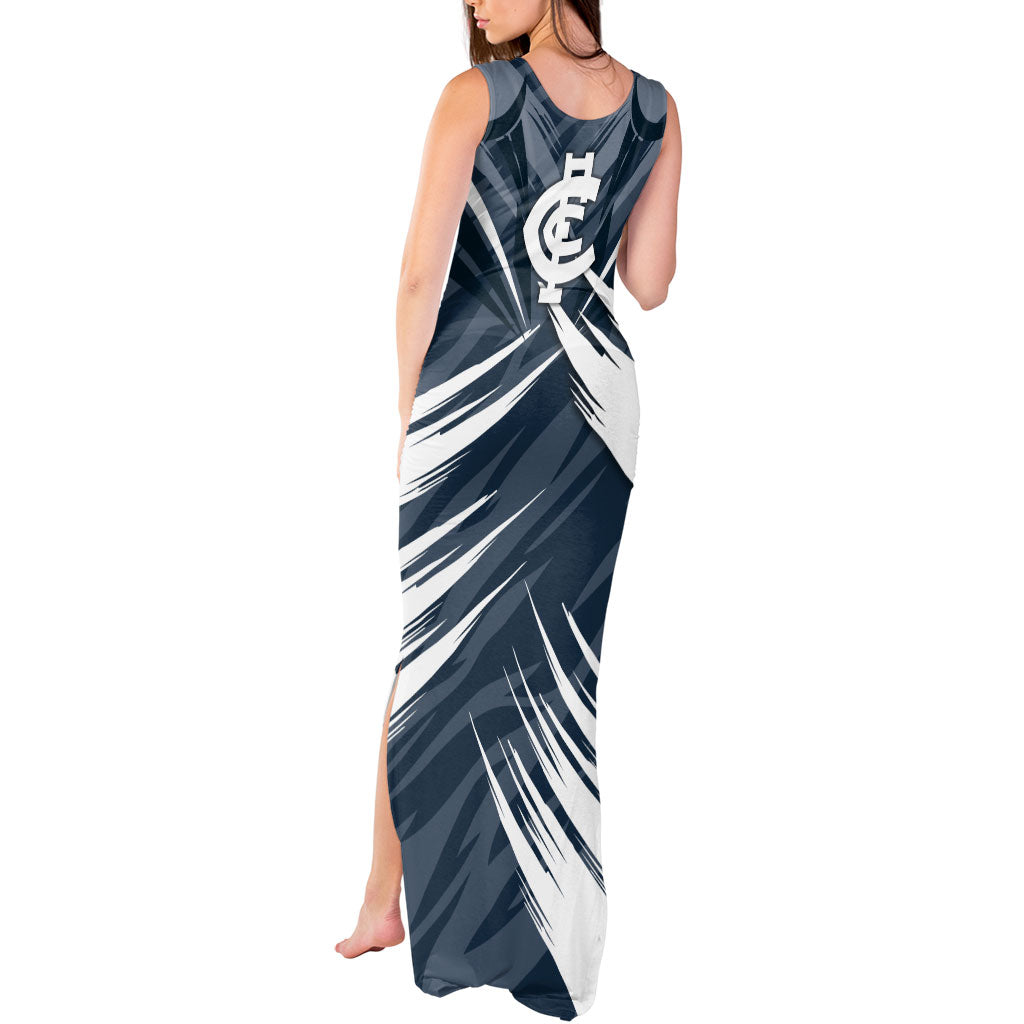 Carlton Blues Australian Football Tank Maxi Dress Powerful Superhero Mascot - Bold Team Colors