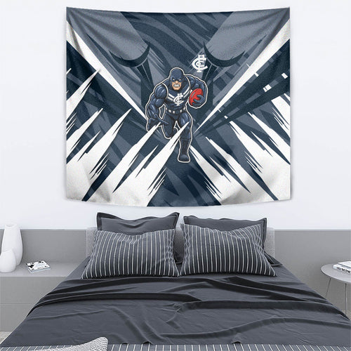 Carlton Blues Australian Football Tapestry Powerful Superhero Mascot - Bold Team Colors