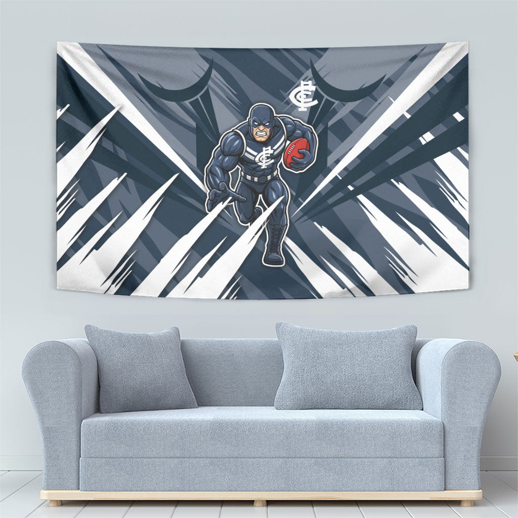 Carlton Blues Australian Football Tapestry Powerful Superhero Mascot - Bold Team Colors