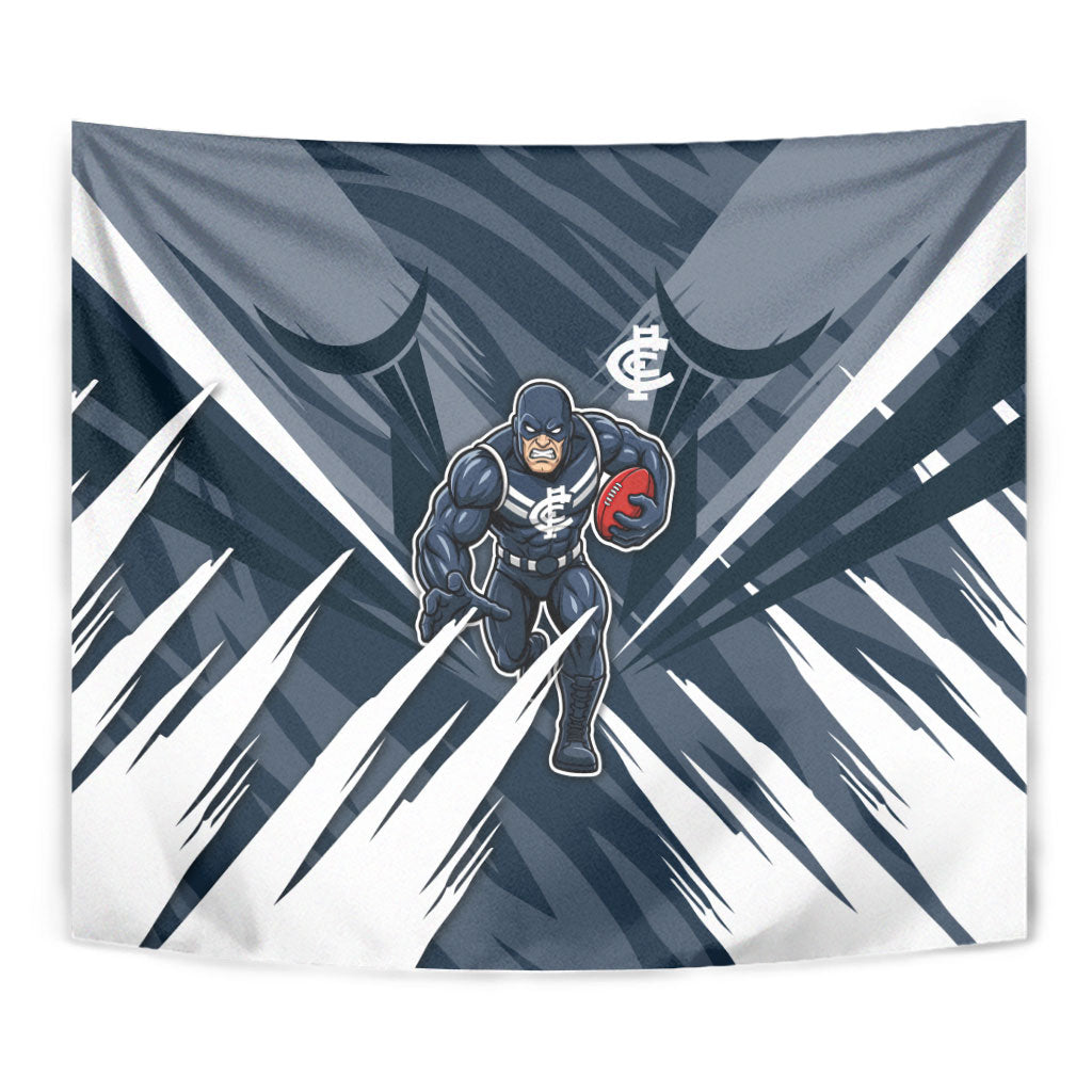 Carlton Blues Australian Football Tapestry Powerful Superhero Mascot - Bold Team Colors