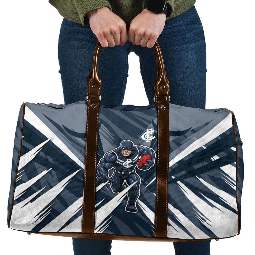 Carlton Blues Australian Football Travel Bag Powerful Superhero Mascot - Bold Team Colors