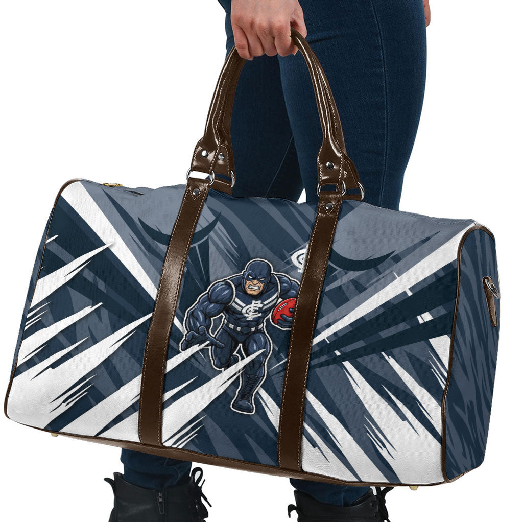 Carlton Blues Australian Football Travel Bag Powerful Superhero Mascot - Bold Team Colors