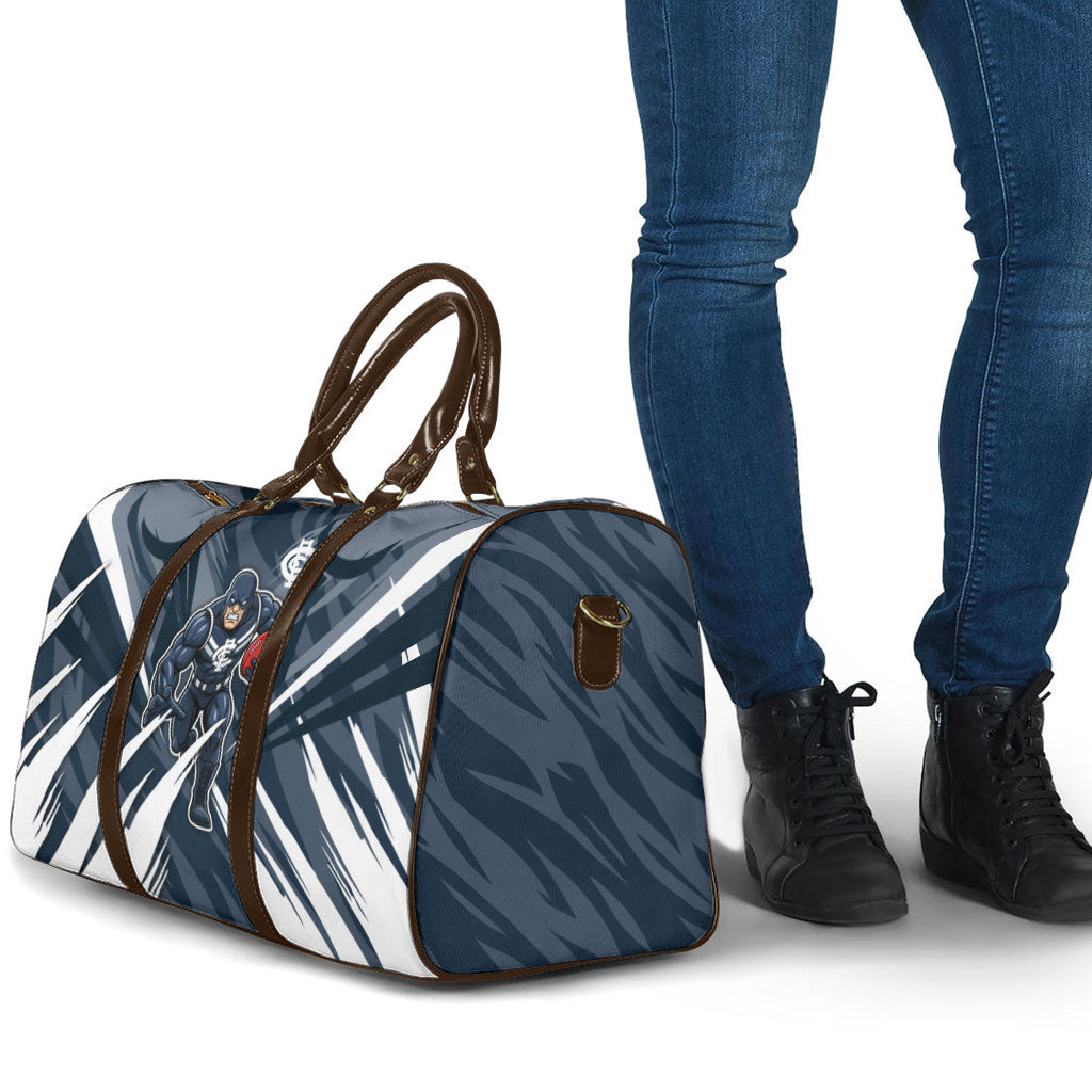 Carlton Blues Australian Football Travel Bag Powerful Superhero Mascot - Bold Team Colors