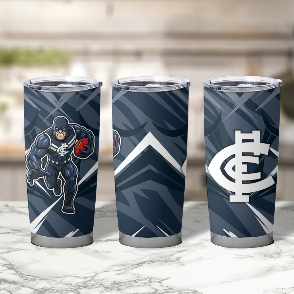 Carlton Blues Australian Football Tumbler Cup Powerful Superhero Mascot - Bold Team Colors