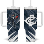 Carlton Blues Australian Football Tumbler With Handle Powerful Superhero Mascot - Bold Team Colors