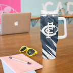 Carlton Blues Australian Football Tumbler With Handle Powerful Superhero Mascot - Bold Team Colors
