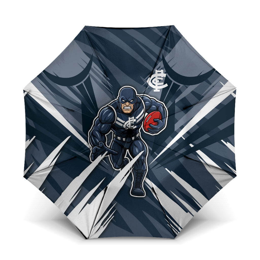 Carlton Blues Australian Football Umbrella Powerful Superhero Mascot - Bold Team Colors
