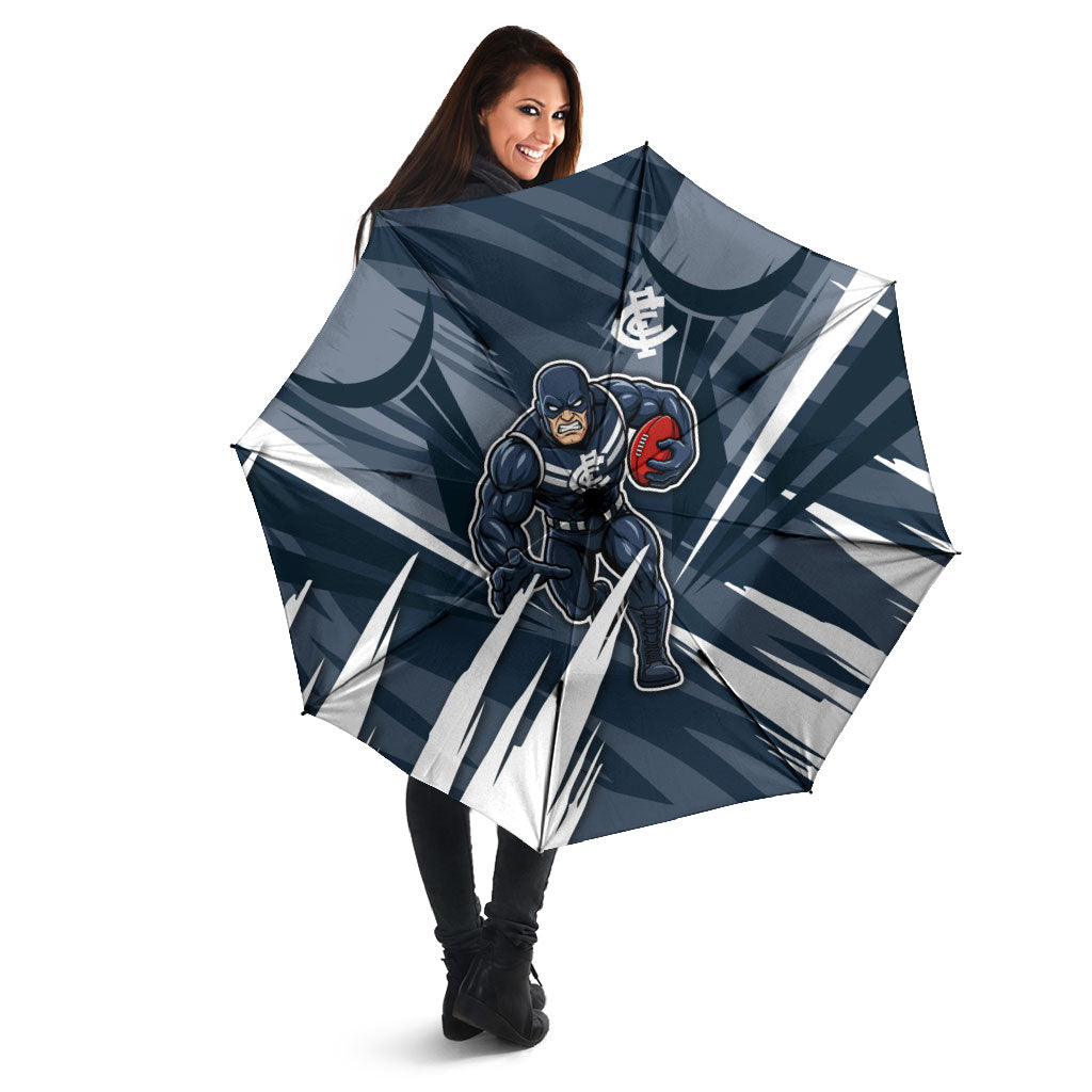 Carlton Blues Australian Football Umbrella Powerful Superhero Mascot - Bold Team Colors