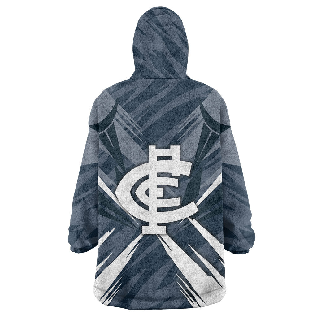 Carlton Blues Australian Football Wearable Blanket Hoodie Powerful Superhero Mascot - Bold Team Colors