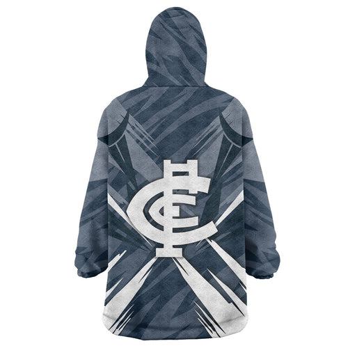 Carlton Blues Australian Football Wearable Blanket Hoodie Powerful Superhero Mascot - Bold Team Colors