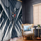 Carlton Blues Australian Football Window Curtain Powerful Superhero Mascot - Bold Team Colors