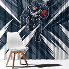 Carlton Blues Australian Football Window Curtain Powerful Superhero Mascot - Bold Team Colors