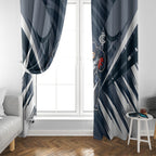 Carlton Blues Australian Football Window Curtain Powerful Superhero Mascot - Bold Team Colors