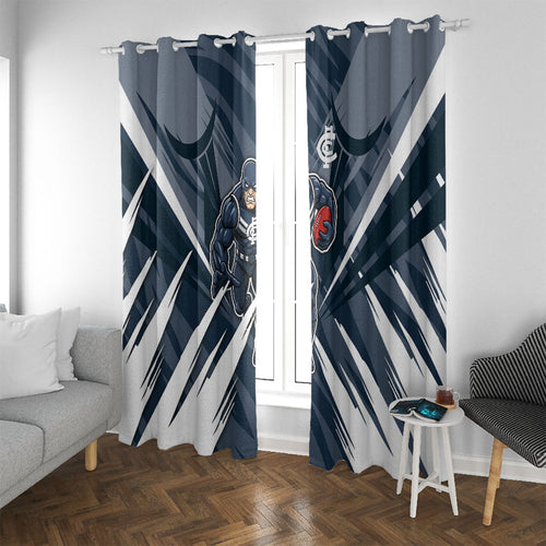 Carlton Blues Australian Football Window Curtain Powerful Superhero Mascot - Bold Team Colors