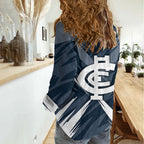 Carlton Blues Australian Football Women Casual Shirt Powerful Superhero Mascot - Bold Team Colors