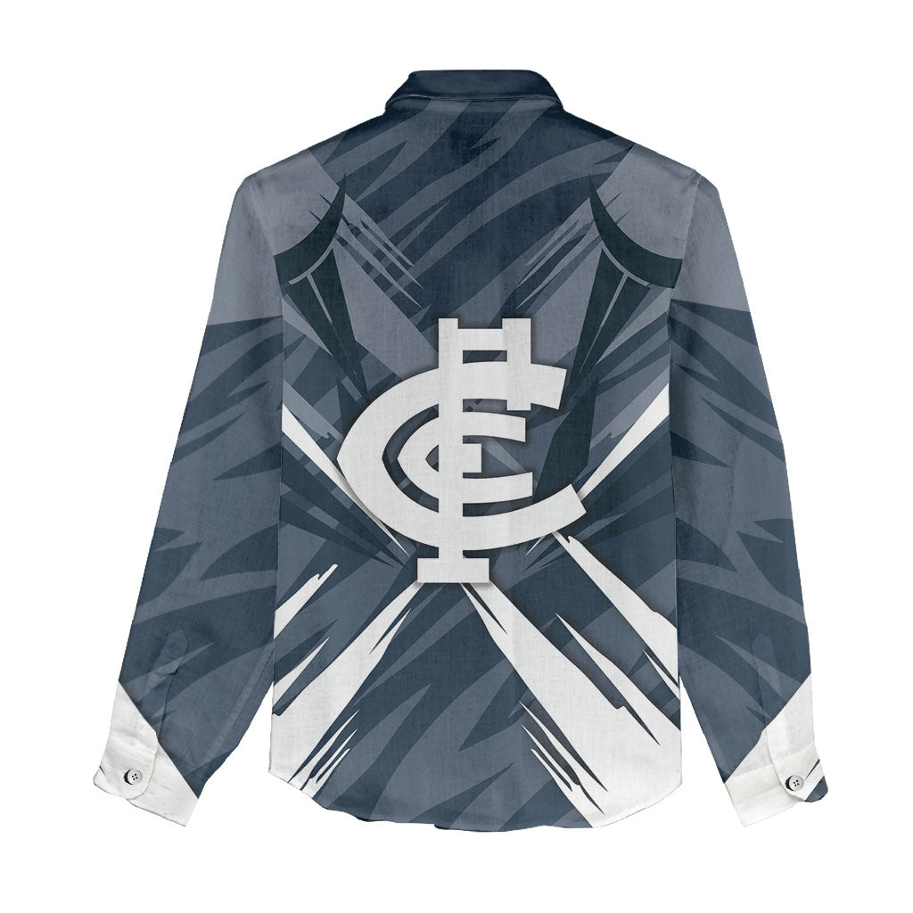 Carlton Blues Australian Football Women Casual Shirt Powerful Superhero Mascot - Bold Team Colors