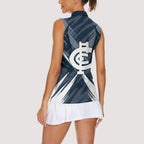 Carlton Blues Australian Football Women Sleeveless Polo Shirt Powerful Superhero Mascot - Bold Team Colors