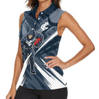 Carlton Blues Australian Football Women Sleeveless Polo Shirt Powerful Superhero Mascot - Bold Team Colors