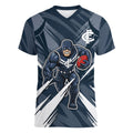 Carlton Blues Australian Football Women V-Neck T-Shirt Powerful Superhero Mascot - Bold Team Colors