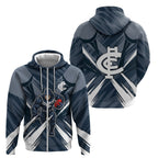 Carlton Blues Australian Football Zip Hoodie Powerful Superhero Mascot - Bold Team Colors