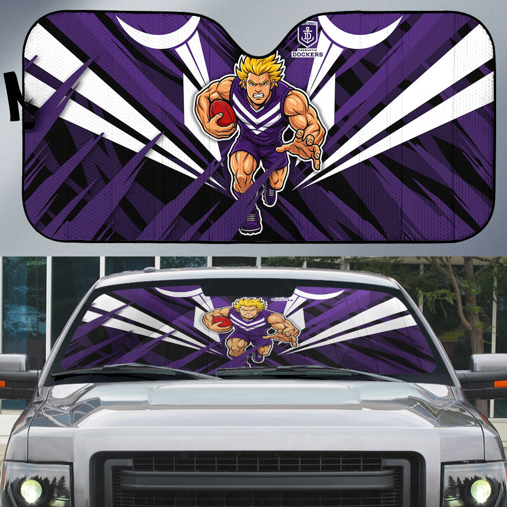 Fremantle Dockers Australian Football Auto Sun Shade Athletic Hero Mascot - Bold Team Colors