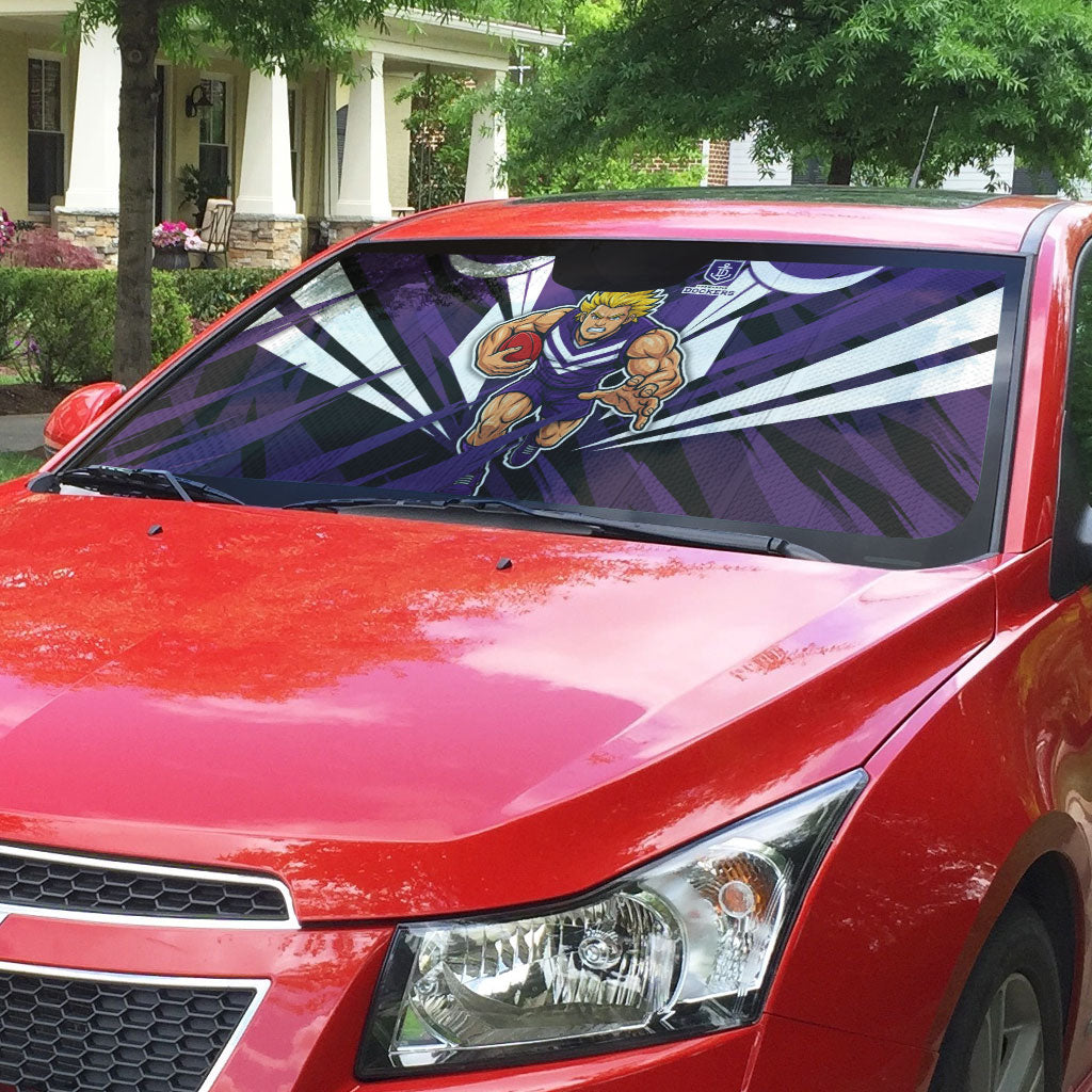 Fremantle Dockers Australian Football Auto Sun Shade Athletic Hero Mascot - Bold Team Colors