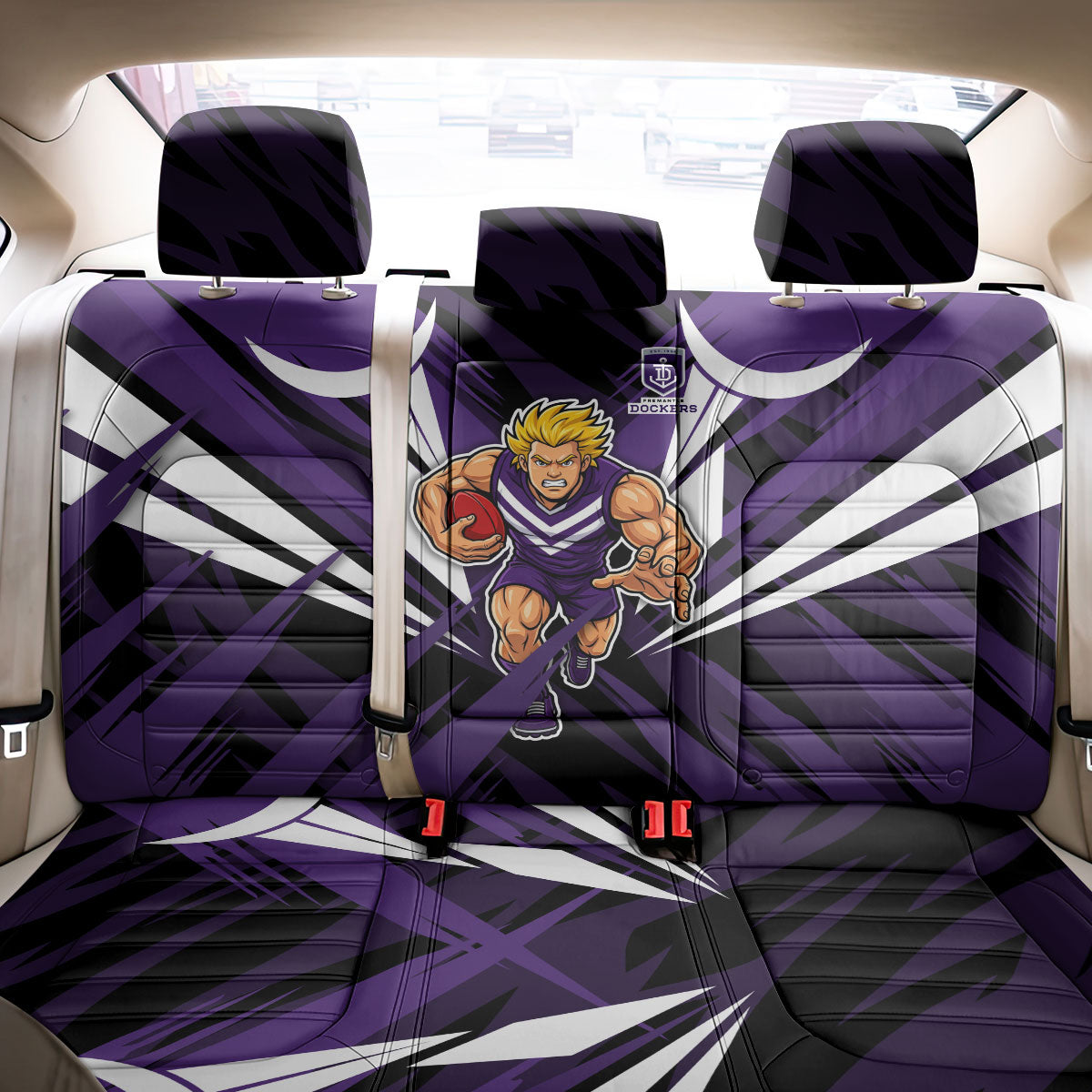 Fremantle Dockers Australian Football Back Car Seat Cover Athletic Hero Mascot - Bold Team Colors