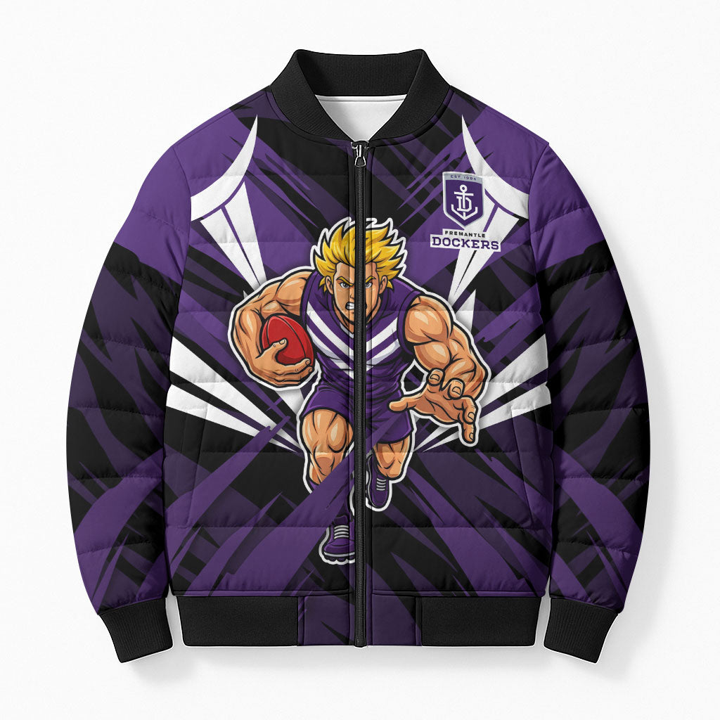 Fremantle Dockers Australian Football Bomber Puffer Jacket Athletic Hero Mascot - Bold Team Colors