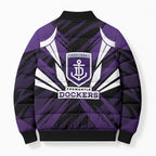 Fremantle Dockers Australian Football Bomber Puffer Jacket Athletic Hero Mascot - Bold Team Colors