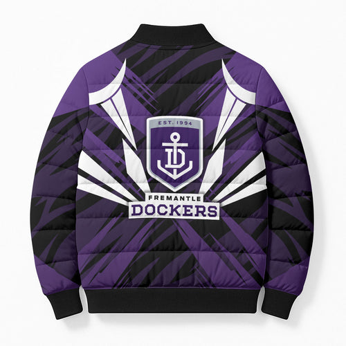Fremantle Dockers Australian Football Bomber Puffer Jacket Athletic Hero Mascot - Bold Team Colors