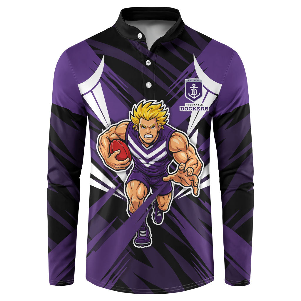 Fremantle Dockers Australian Football Button Sweatshirt Athletic Hero Mascot - Bold Team Colors