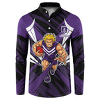 Fremantle Dockers Australian Football Button Sweatshirt Athletic Hero Mascot - Bold Team Colors