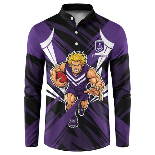 Fremantle Dockers Australian Football Button Sweatshirt Athletic Hero Mascot - Bold Team Colors