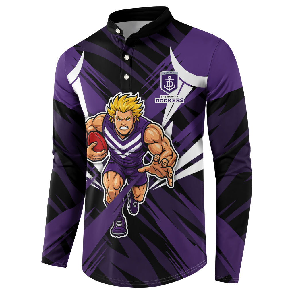 Fremantle Dockers Australian Football Button Sweatshirt Athletic Hero Mascot - Bold Team Colors
