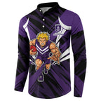 Fremantle Dockers Australian Football Button Sweatshirt Athletic Hero Mascot - Bold Team Colors