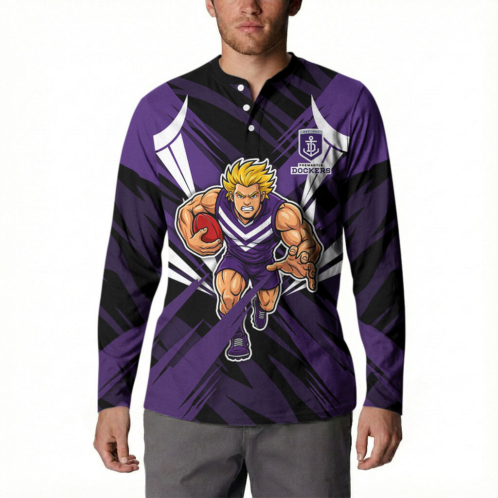 Fremantle Dockers Australian Football Button Sweatshirt Athletic Hero Mascot - Bold Team Colors