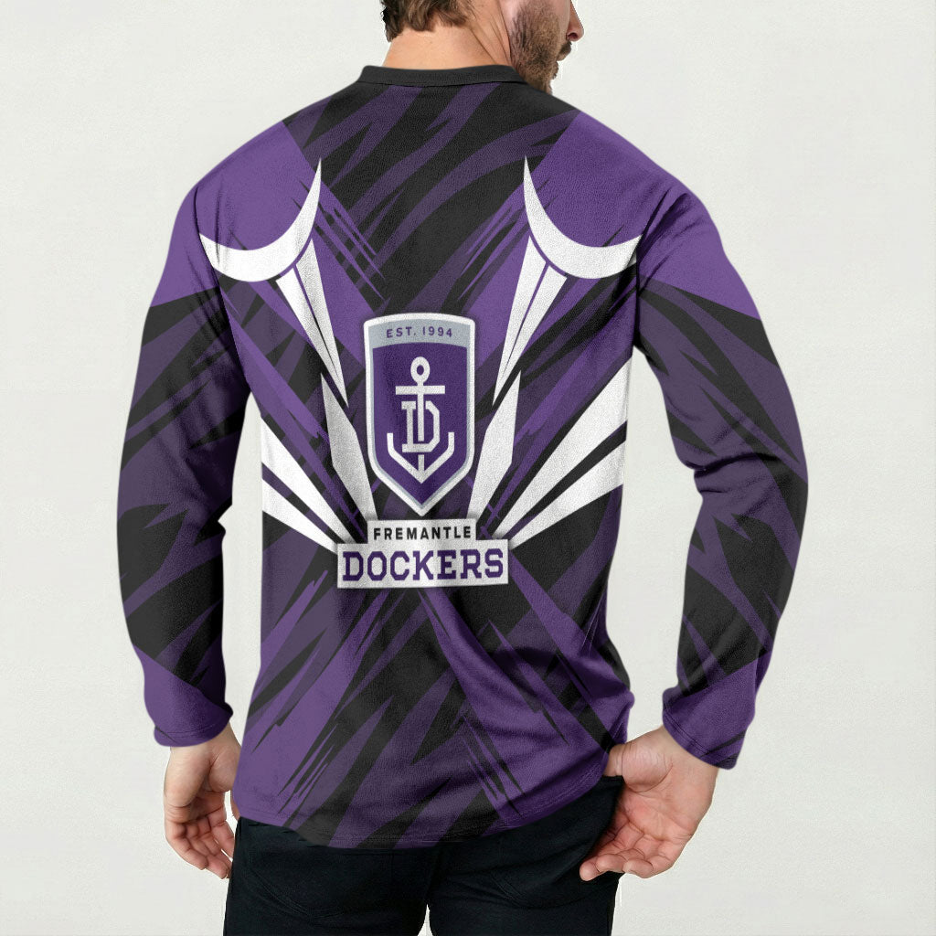 Fremantle Dockers Australian Football Button Sweatshirt Athletic Hero Mascot - Bold Team Colors