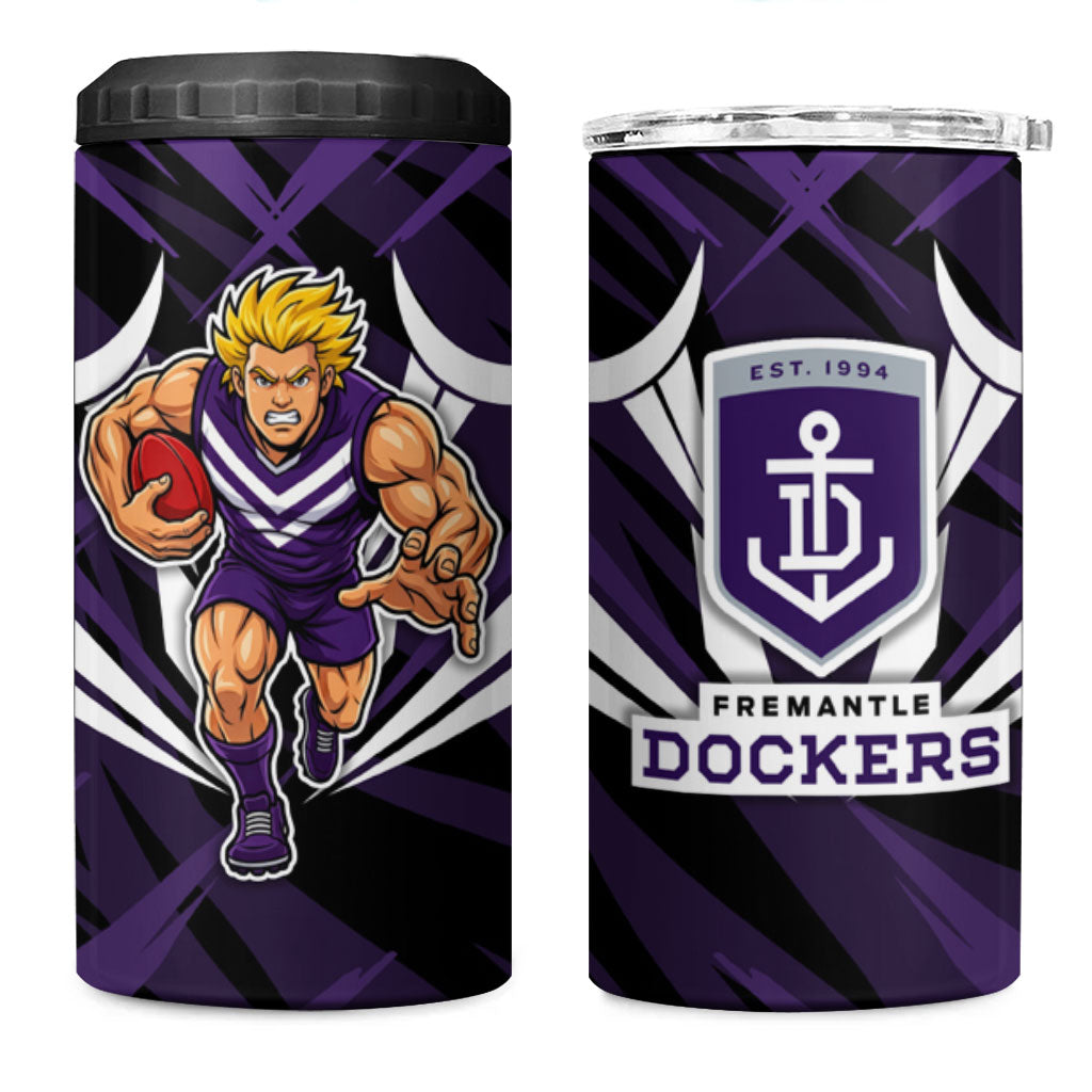 Fremantle Dockers Australian Football 4 in 1 Can Cooler Tumbler Athletic Hero Mascot - Bold Team Colors